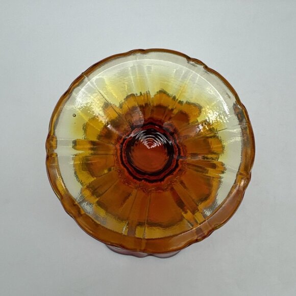 Vintage LE Smith Simplicity  Amberina  Apothecary Jar Candy Dish & Lid MCM Glow - Picture 9 of 11